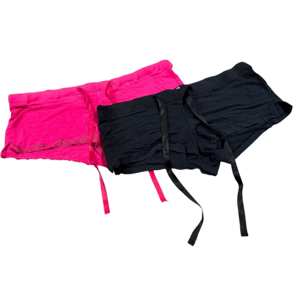 Pink and Black Pajama Shorts Set